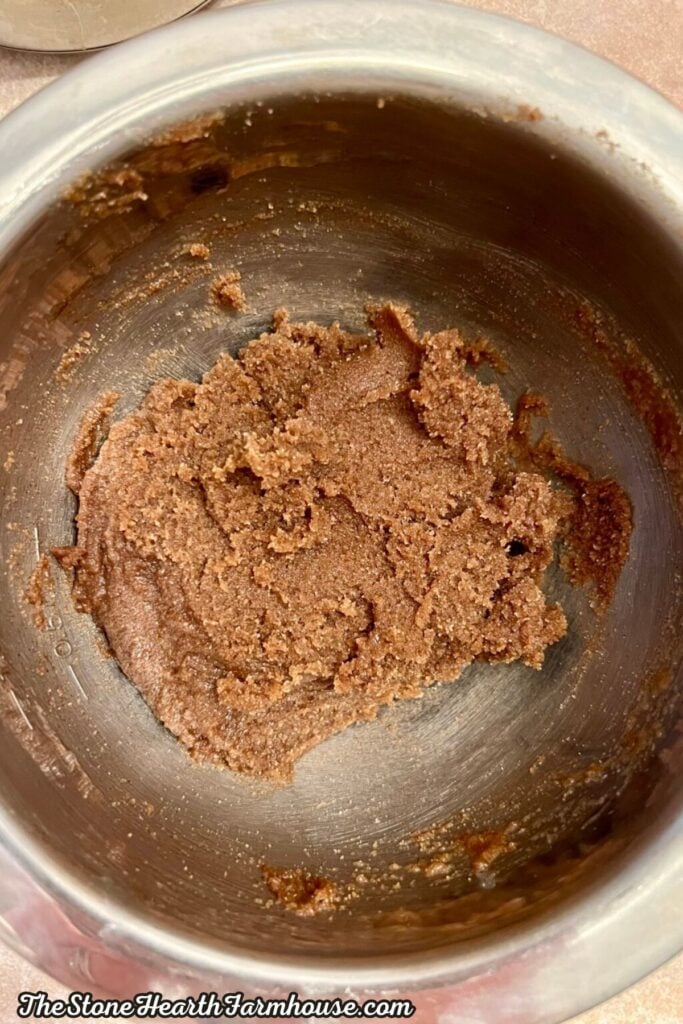 Brown sugar cinnamon filling prepared for homemade cinnamon rolls