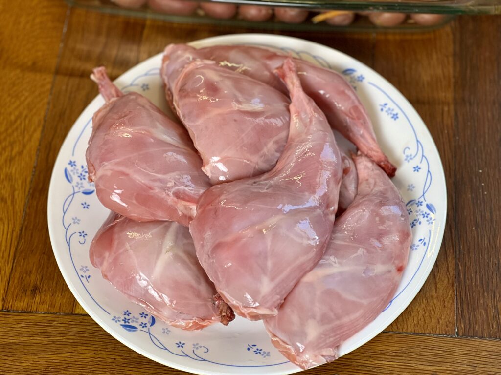 rabbit thighs on a plate