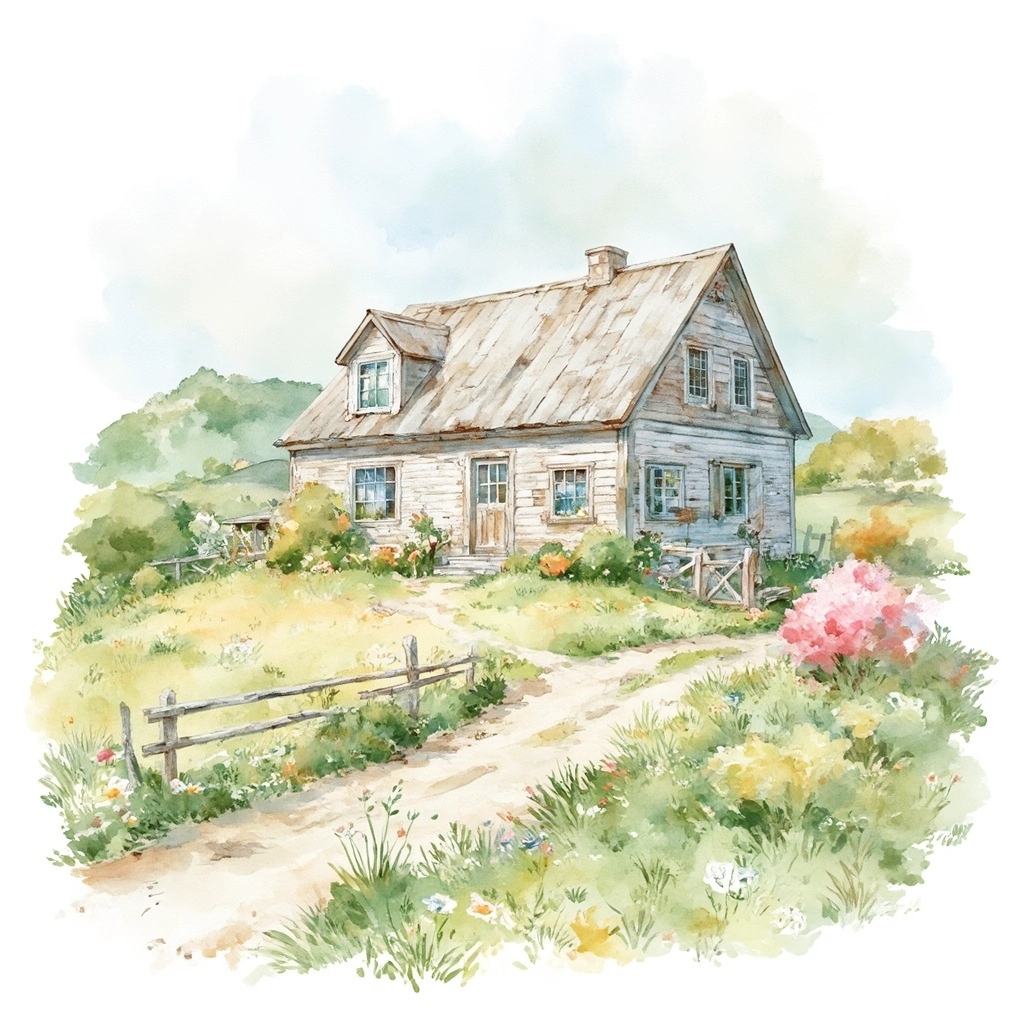 cozy cottage homestead on a nice green piece of land with fencing and greenery.