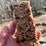 Sourdough discard granola bars with oats, chocolate chips, pumpkin seeds, and nuts