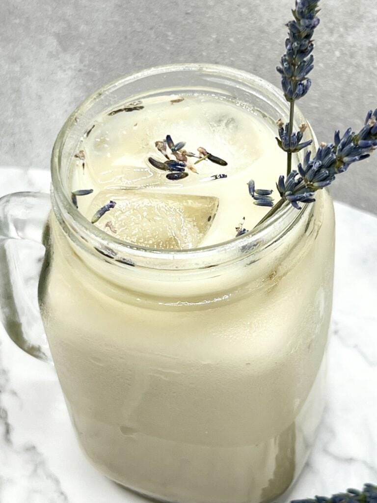 honey lavender latte in a jar.