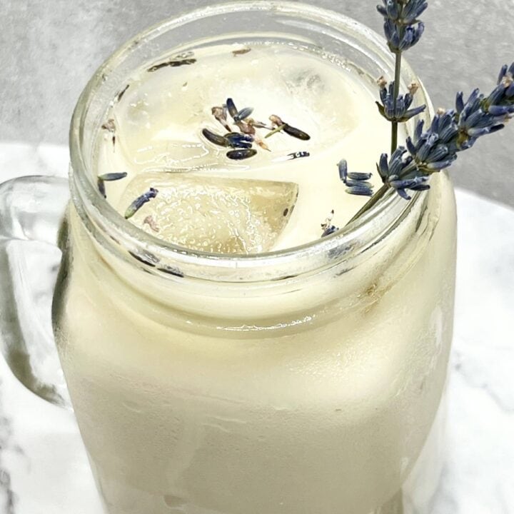 honey lavender latte in a jar.