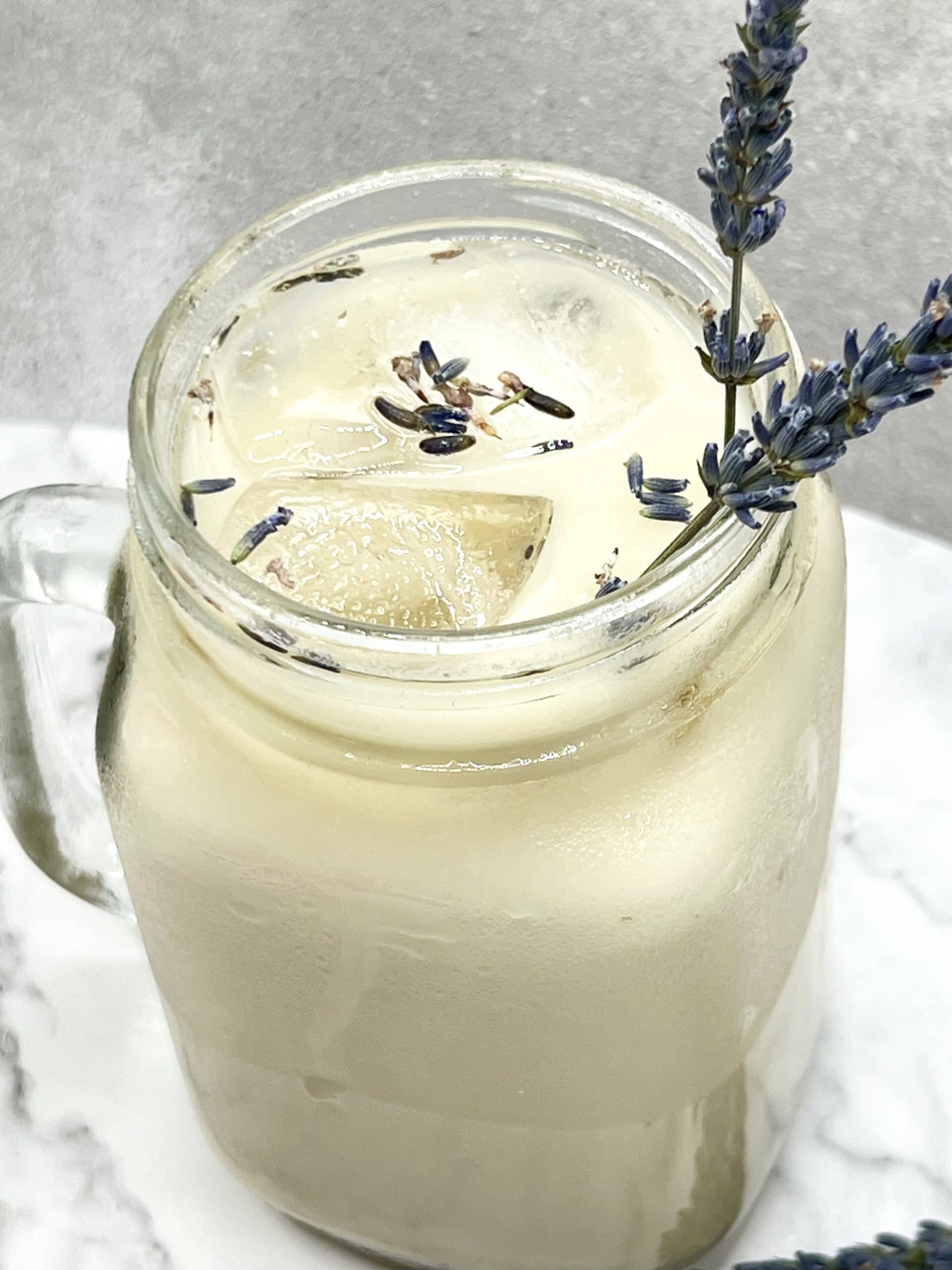 honey lavender latte in a jar.