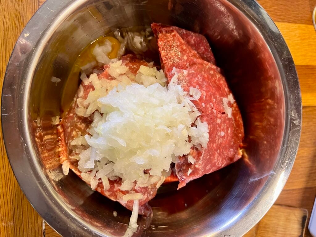 meat loaf mixture ready to be mixed. 