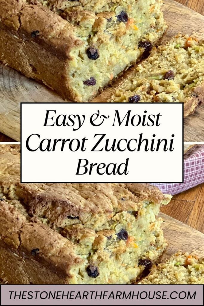 The perfect recipe for using fresh garden zucchini. This easy and simple quick bread recipe is easy to make with just a few simple ingredients. Enjoy this easy moist Carrot Zucchini Bread Recipe as a snack for kids or a easy quick breakfast treat. When summer zucchini is abundant, I love to make this quick bread to help use it up. Enjoy and add this zucchini recipe to your summer rotation!