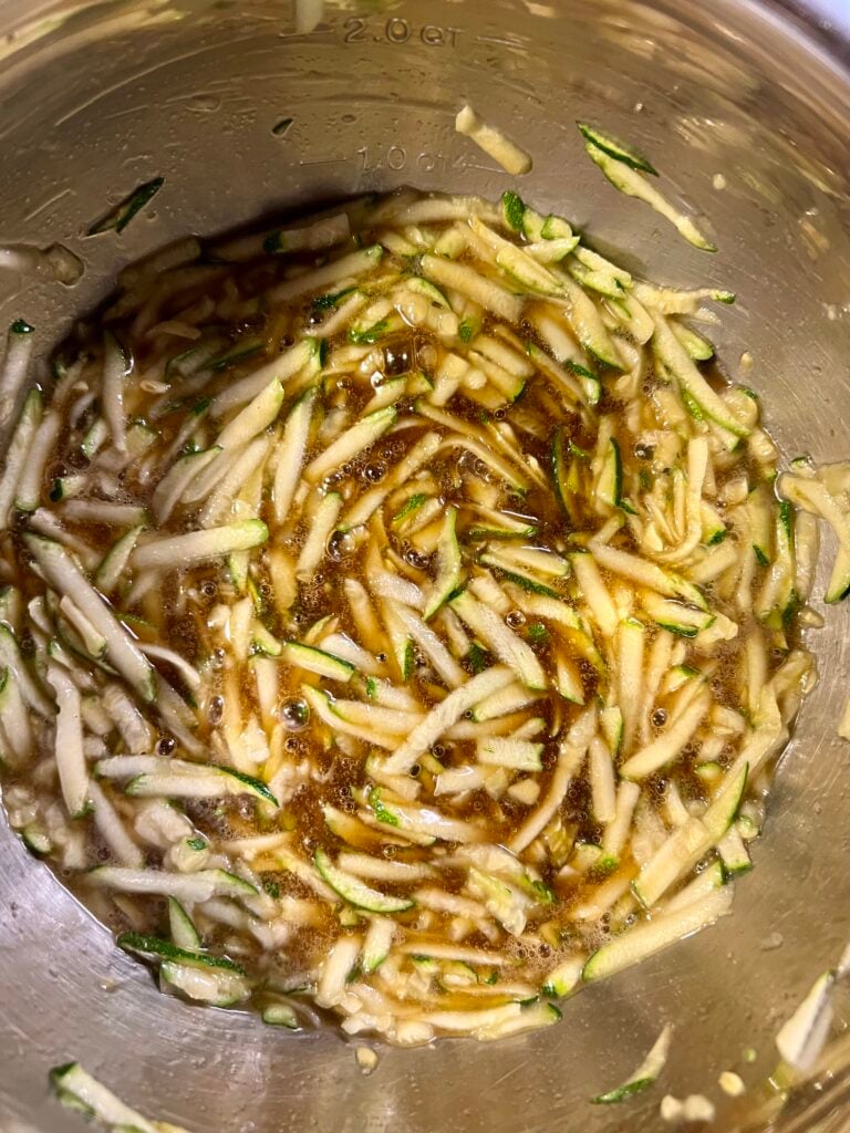 The wet ingredients in a bowl. 