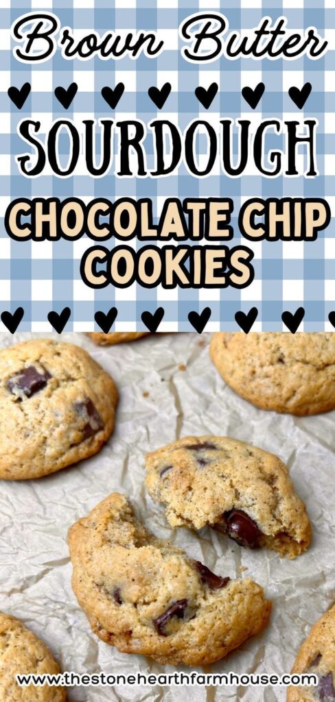 These brown butter sourdough chocolate chip cookies are rich, chewy, and packed with flavor 🍪 Made with sourdough discard and nutty brown butter, they’re the perfect twist on a classic cookie. Great for using up extra discard while baking something yummy. Get the full recipe and baking tips at The Stone Hearth Farmhouse.