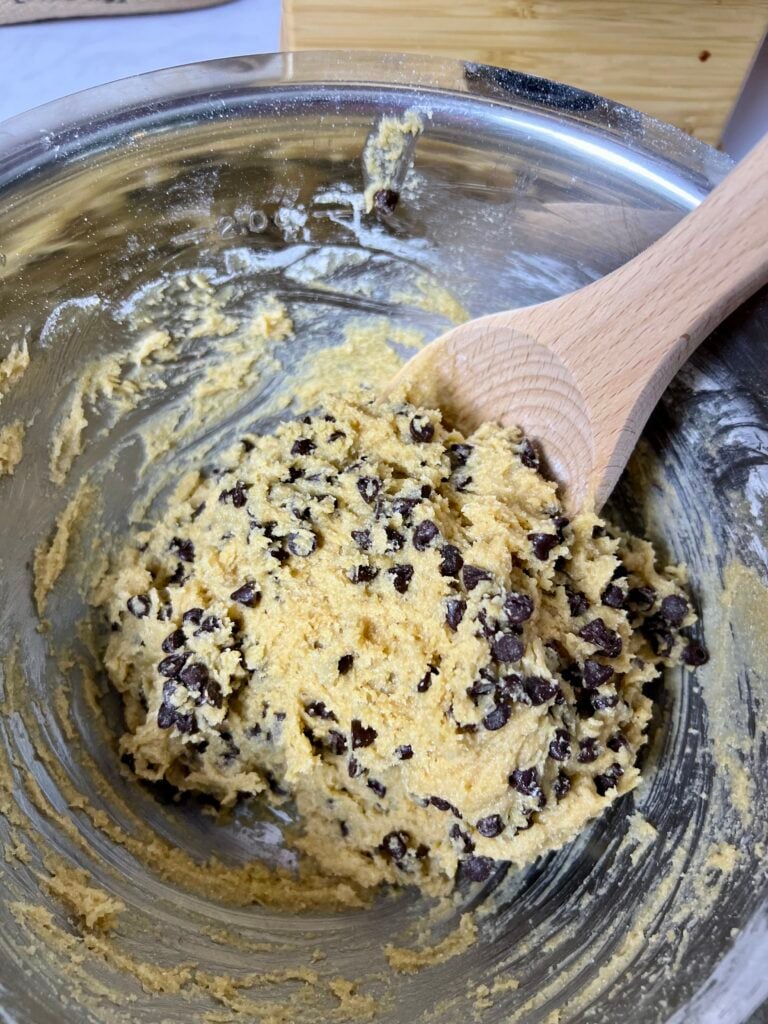 fresh milled cookie batter with chocolate chips. 