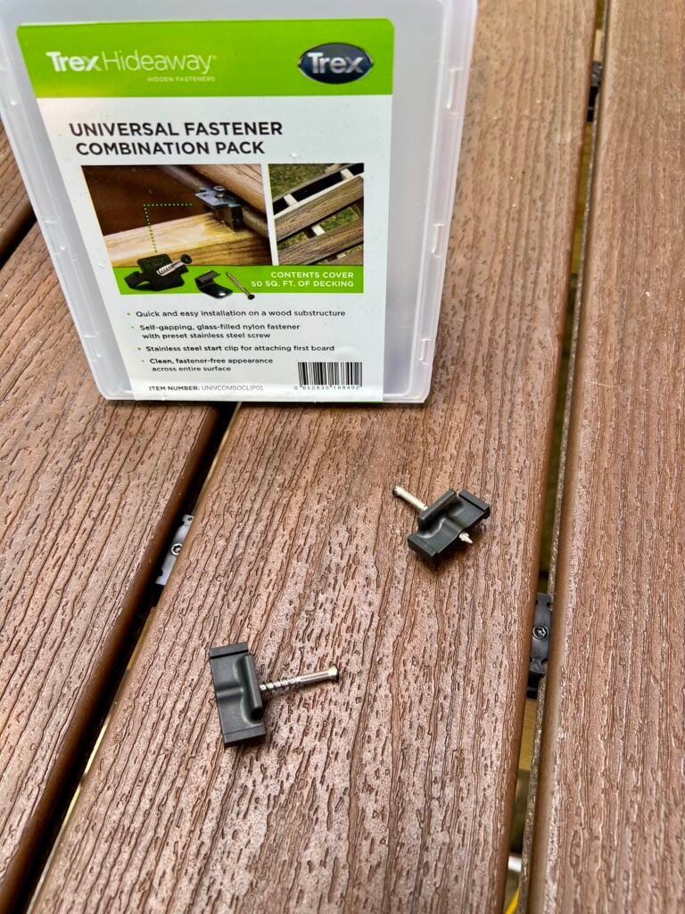 Trex Hideaway hidden fastener system used for composite decking installation