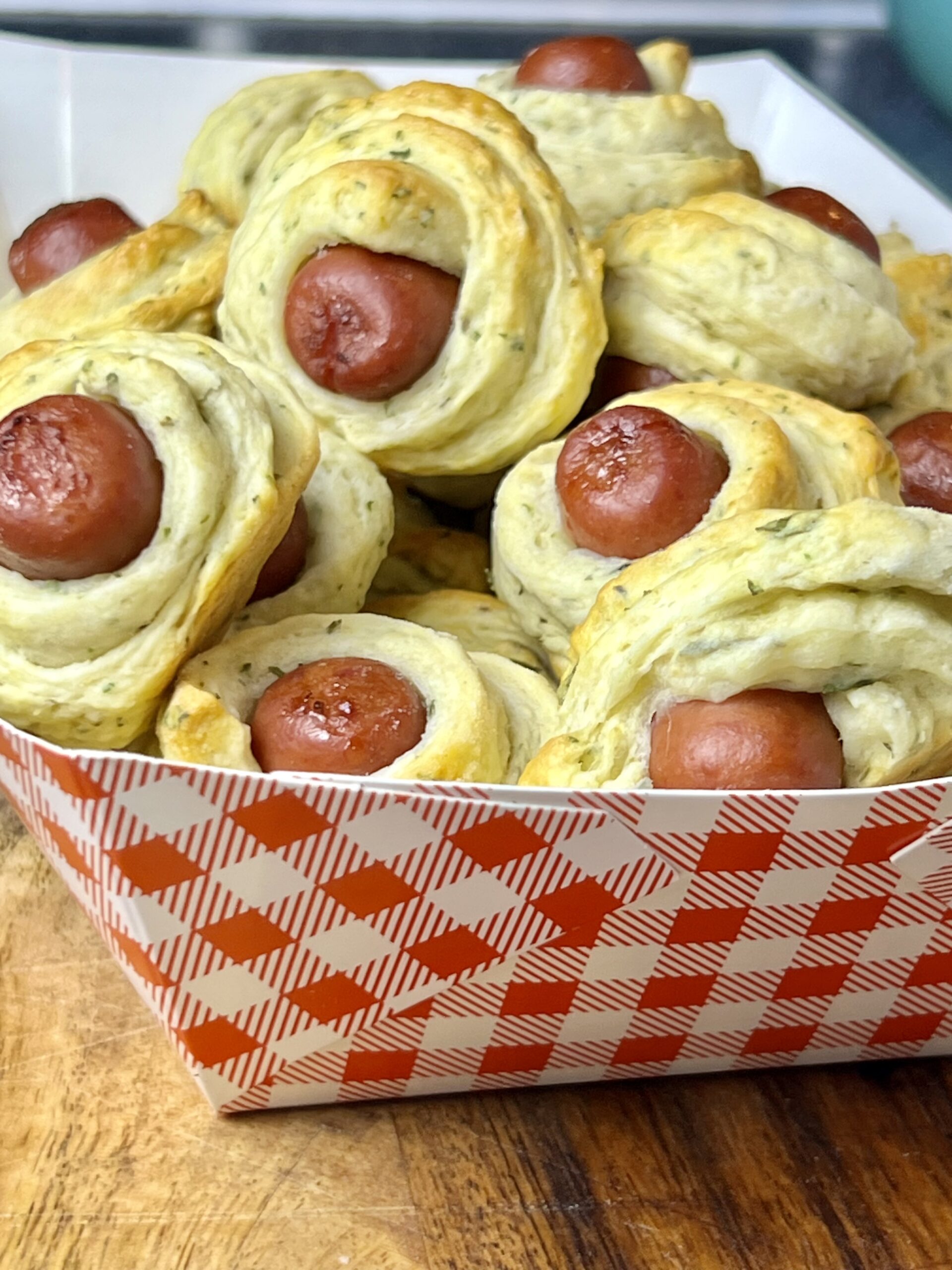 Pigs in a Blanket with Flaky Herb Biscuit Dough