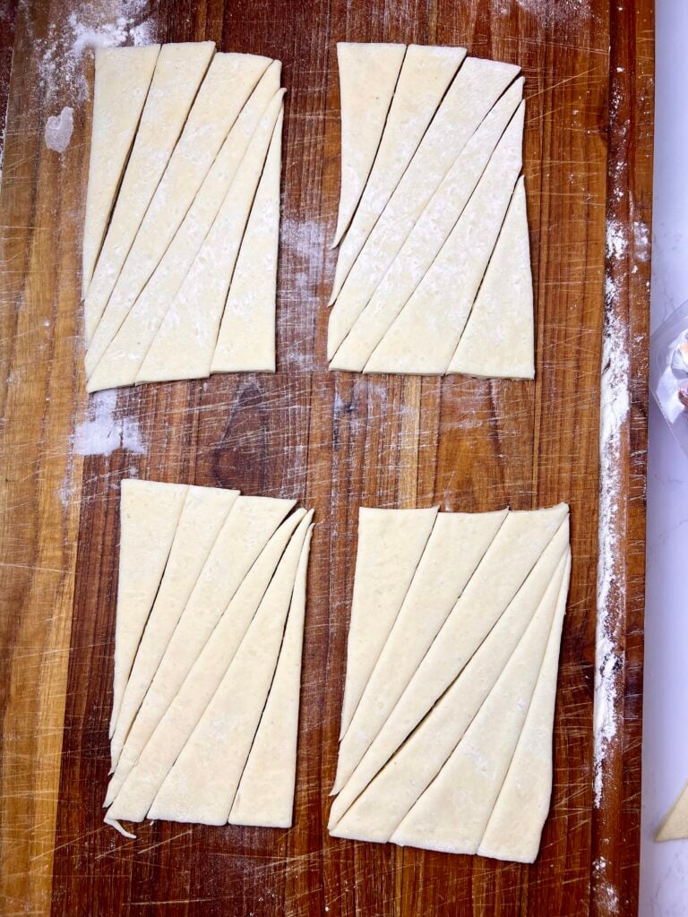 the dough cut into 24 pieces to make sourdough pigs in a blanket. 