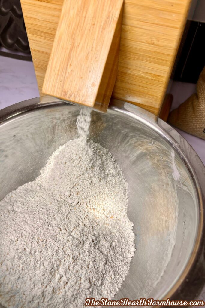 wheat flour being Milled with a grain mill!