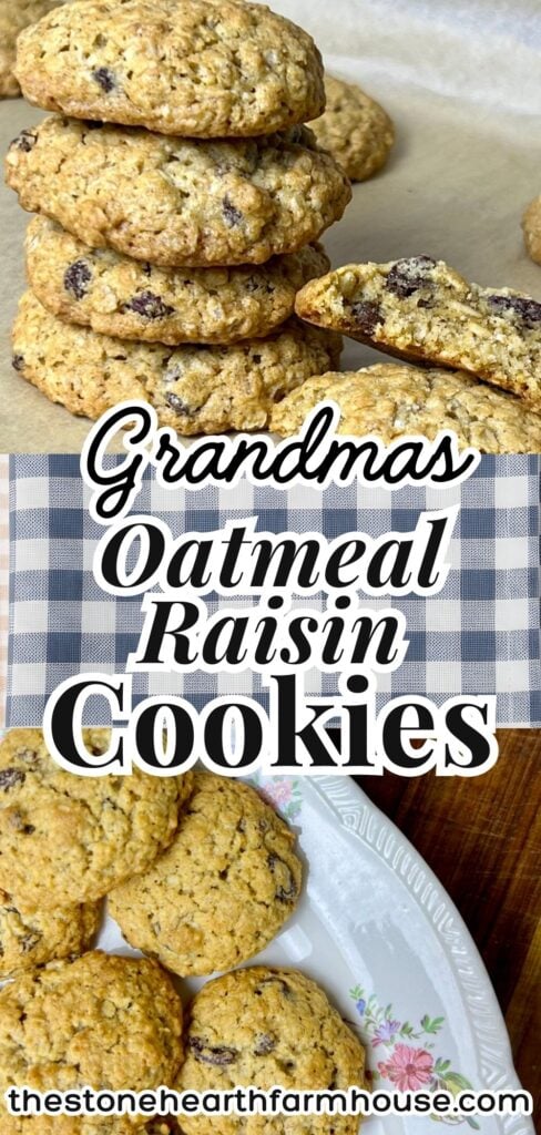 Old fashioned oatmeal cookies baking on a parchment-lined cookie sheet with a rustic farmhouse kitchen background. This classic oatmeal cookie recipe features chewy centers, crisp edges, and wholesome rolled oats, perfect for a cozy homemade dessert. A heart-shaped baking pan and mixing bowl with cookie dough add a vintage, from-scratch feel. Ideal for those searching for easy oatmeal cookies, traditional cookie recipes, farmhouse baking, and old fashioned desserts.
