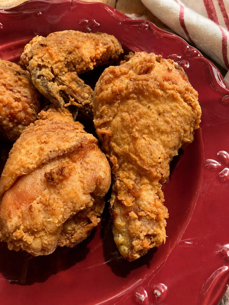 Close up of crispy juicy Bojangles chicken recipe with golden brown crunchy breading