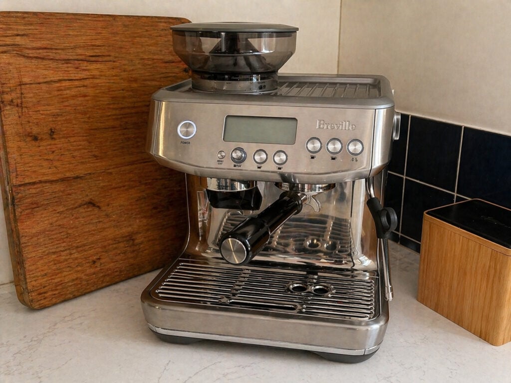 Breville espresso machine with grinder and stainless steel finish best espresso machine for home coffee setup