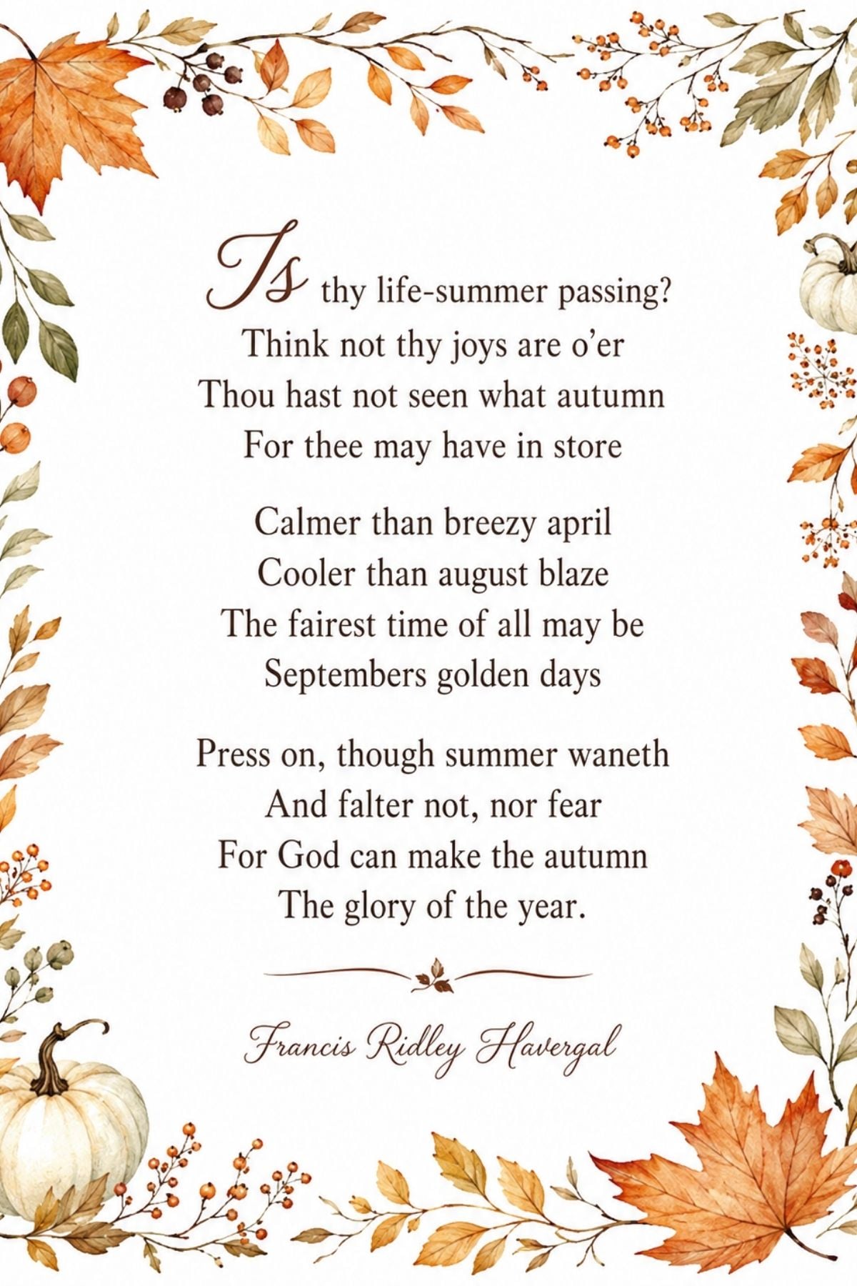 A Beautiful Autumn Poem by Francis Ridley Havergal (Free Download)
