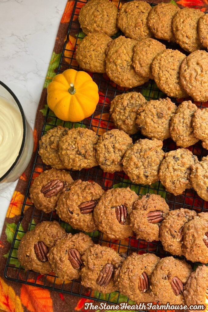 all the cookies cooling, ready for cream cheese icing. 
