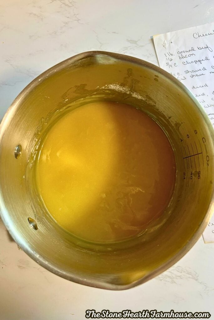 smooth roux ready to be poured into the soup.