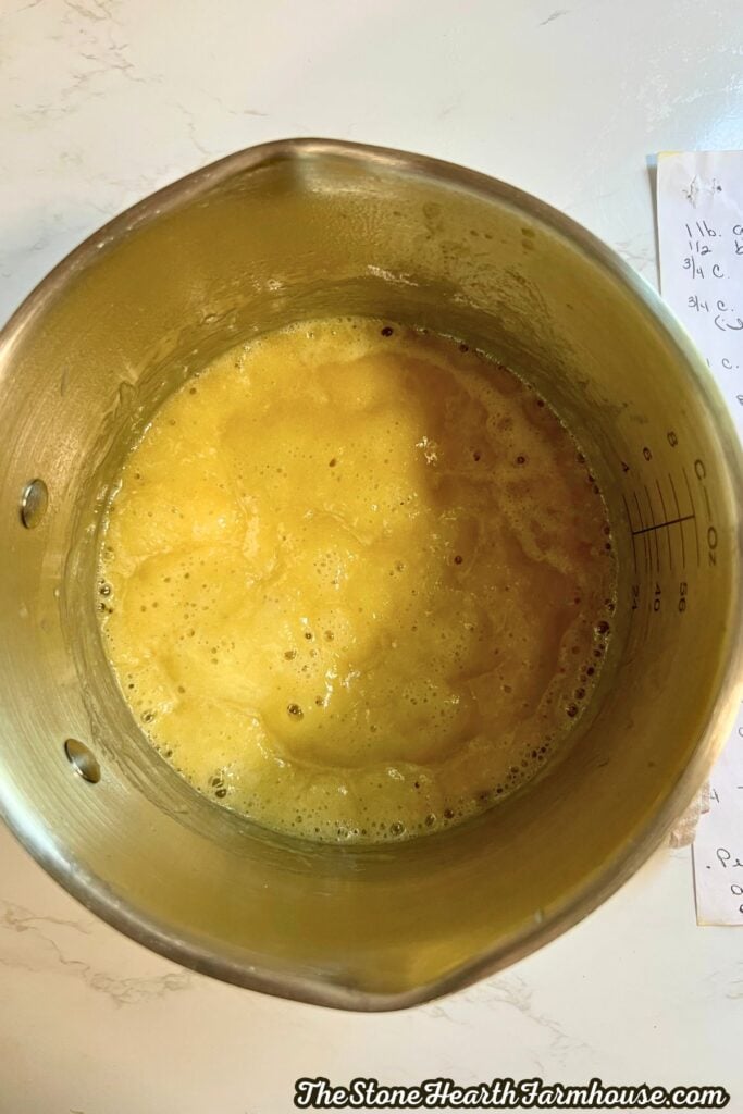 roux bubbling in a pot.