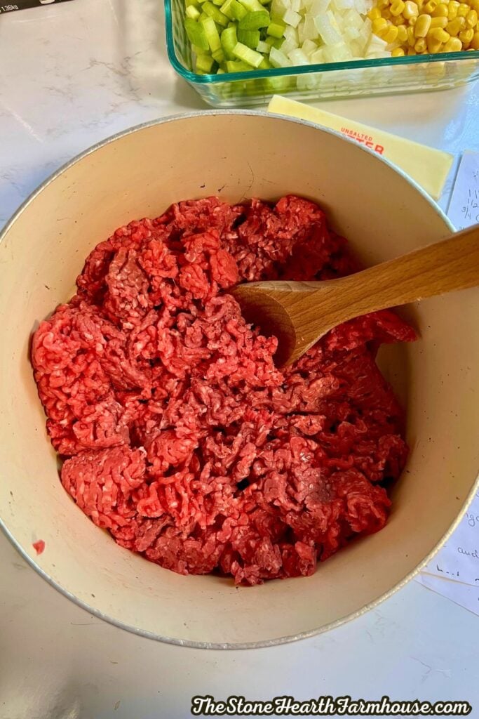 raw ground beef about to be cooked.