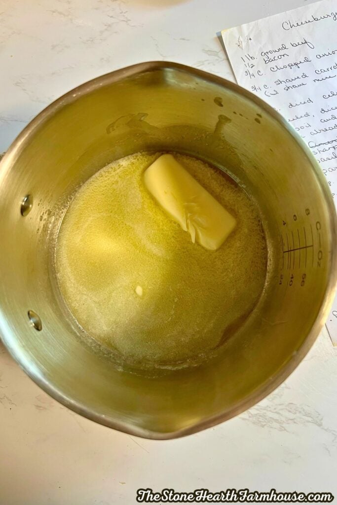 butter in a small pan melting for the roux